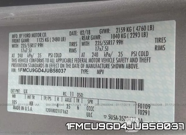 1FMCU9GD4JUB58037 фото 10