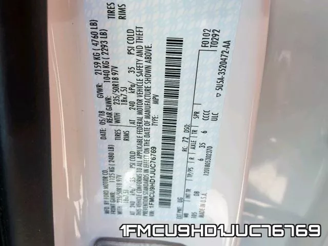 1FMCU9HD1JUC76769 фото 2