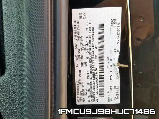 1FMCU9J98HUC71486 фото 2