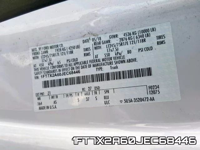 1FT7X2A60JEC68446 фото 2