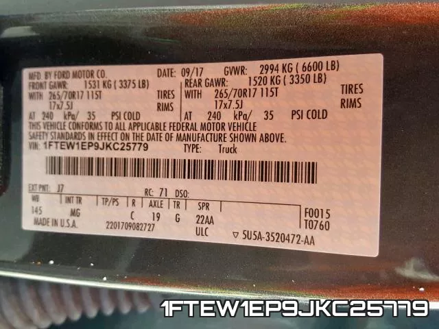 1FTEW1EP9JKC25779 фото 2