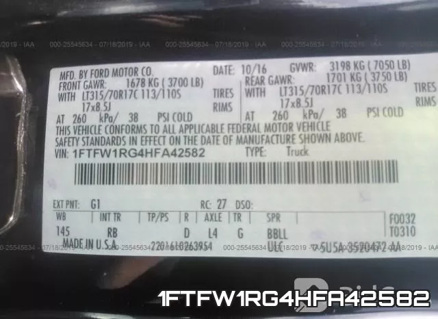1FTFW1RG4HFA42582 фото 10