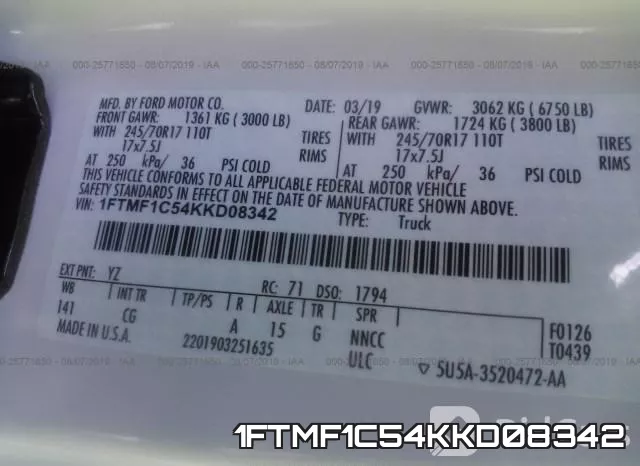 1FTMF1C54KKD08342 фото 10