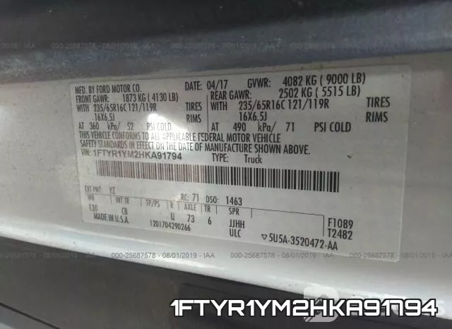 1FTYR1YM2HKA91794 фото 10
