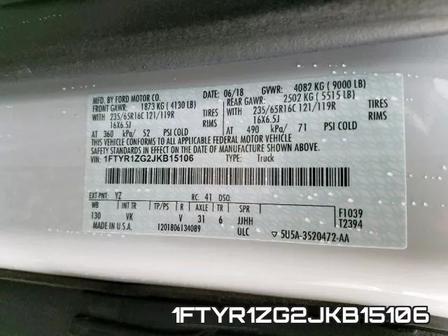 1FTYR1ZG2JKB15106 фото 2
