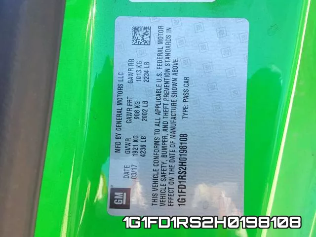 1G1FD1RS2H0198108 фото 2