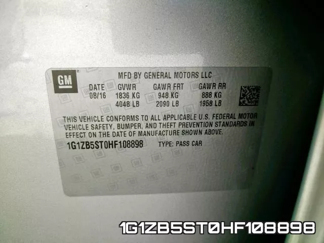 1G1ZB5ST0HF108898 фото 2
