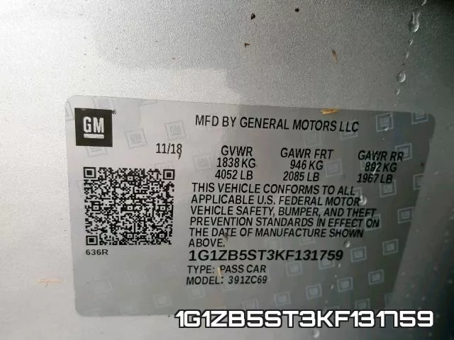 1G1ZB5ST3KF131759 фото 2