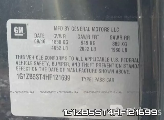 1G1ZB5ST4HF121699 фото 9