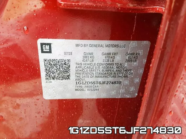 1G1ZD5ST6JF274830 фото 2