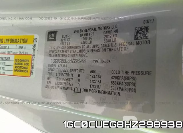 1GC0CUEG8HZ298938 фото 10
