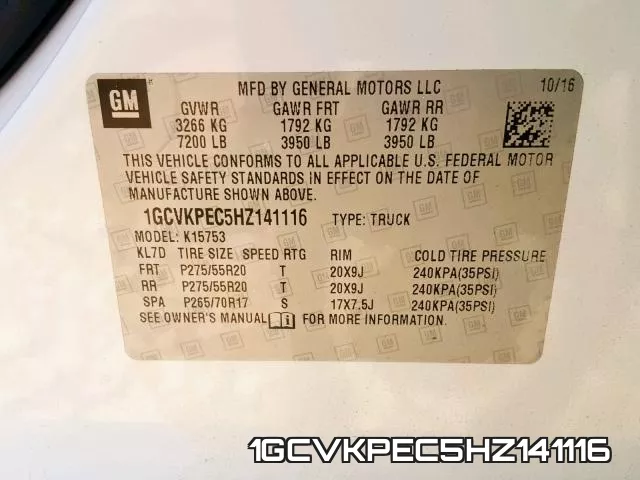 1GCVKPEC5HZ141116 фото 2