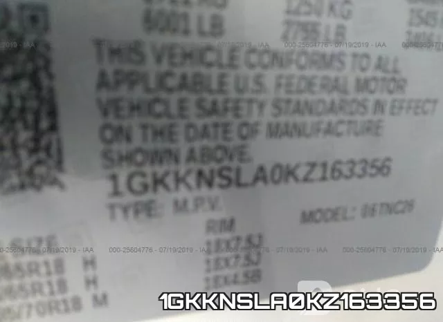 1GKKNSLA0KZ163356 фото 10