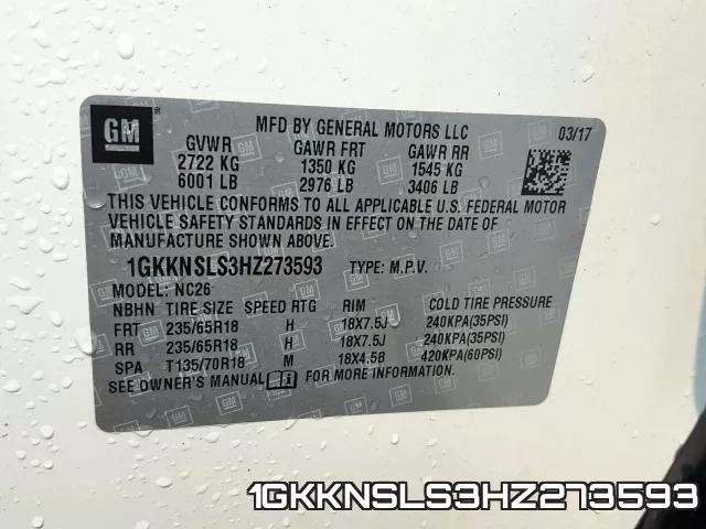 1GKKNSLS3HZ273593 фото 2