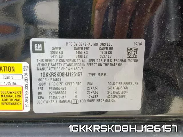1GKKRSKD8HJ126157 фото 2