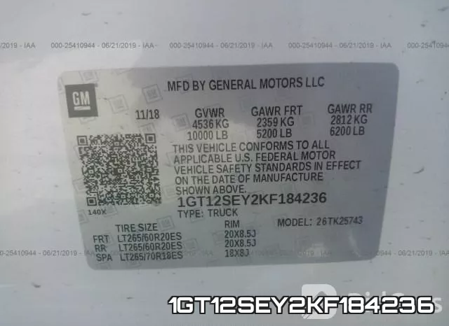 1GT12SEY2KF184236 фото 10