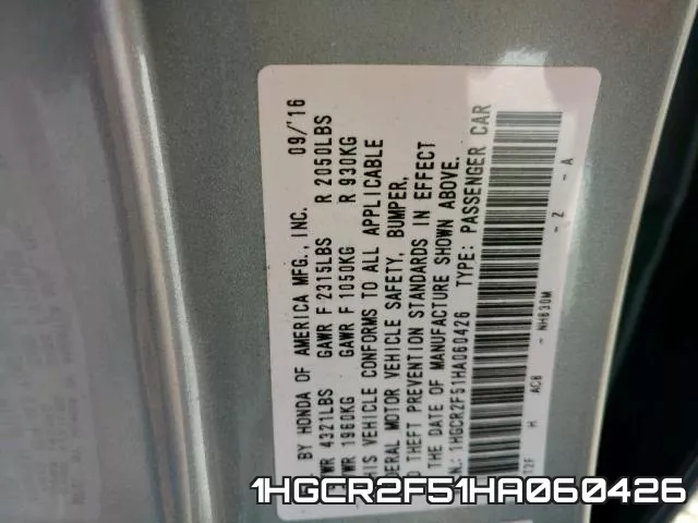 1HGCR2F51HA060426 фото 2