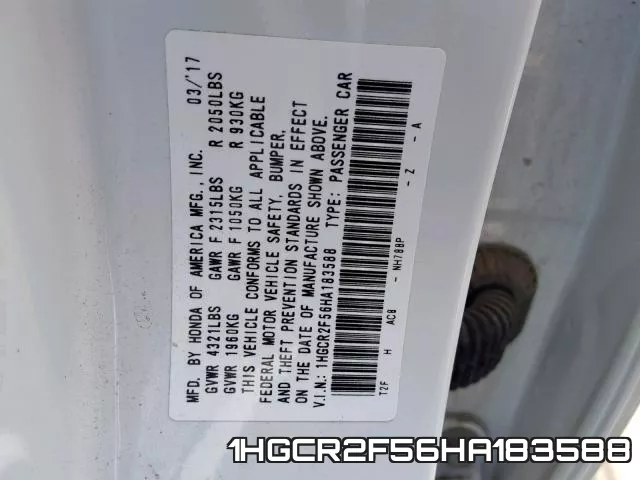 1HGCR2F56HA183588 фото 2