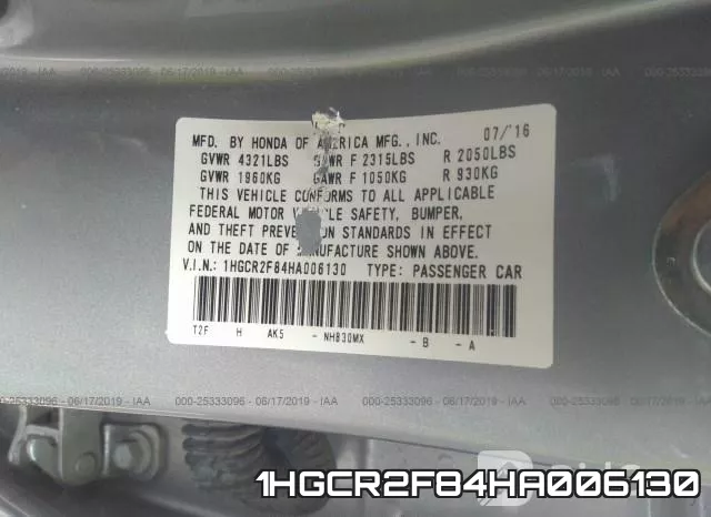 1HGCR2F84HA006130 фото 10