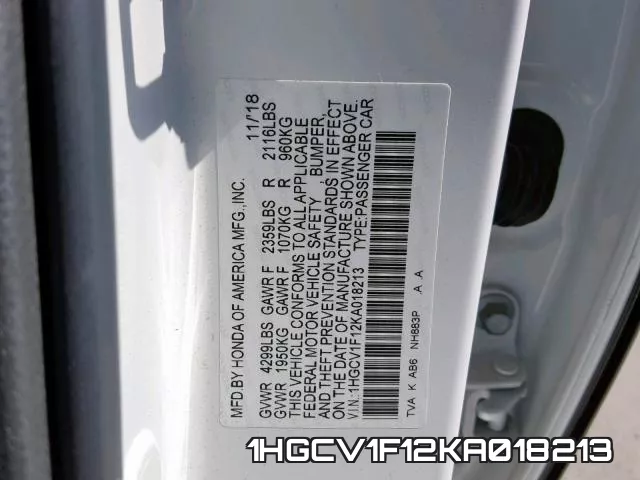 1HGCV1F12KA018213 фото 2