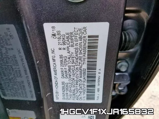 1HGCV1F1XJA165832 фото 2