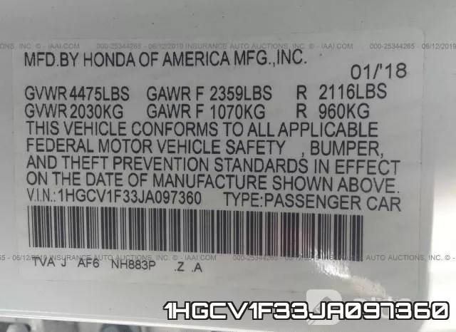 1HGCV1F33JA097360 фото 10