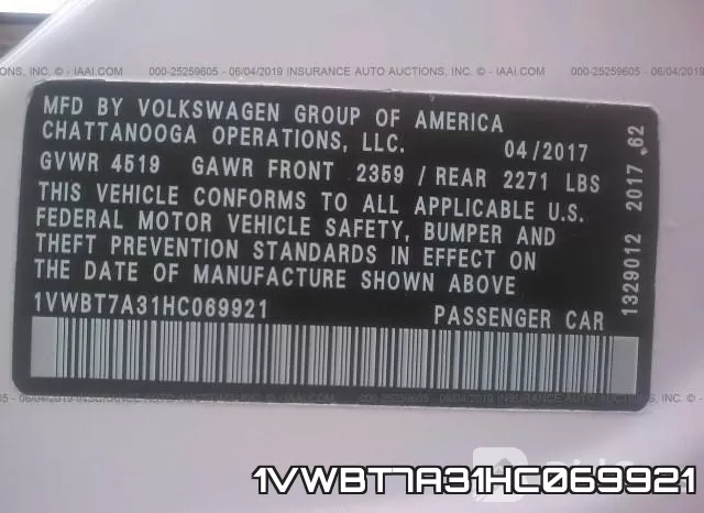 1VWBT7A31HC069921 фото 10