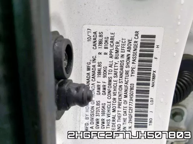 2HGFC2F77JH507803 фото 2