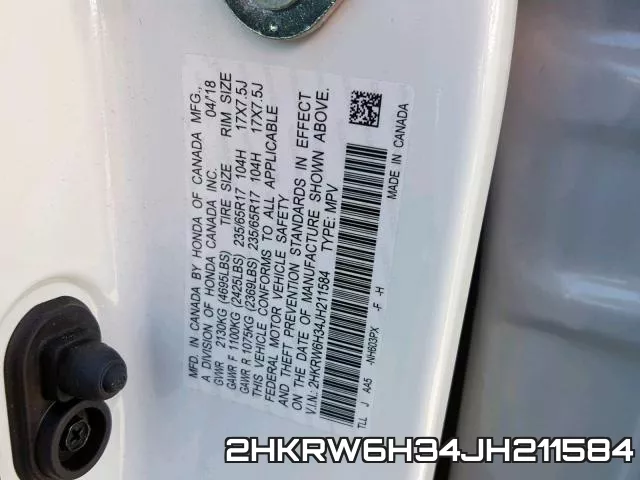 2HKRW6H34JH211584 фото 2