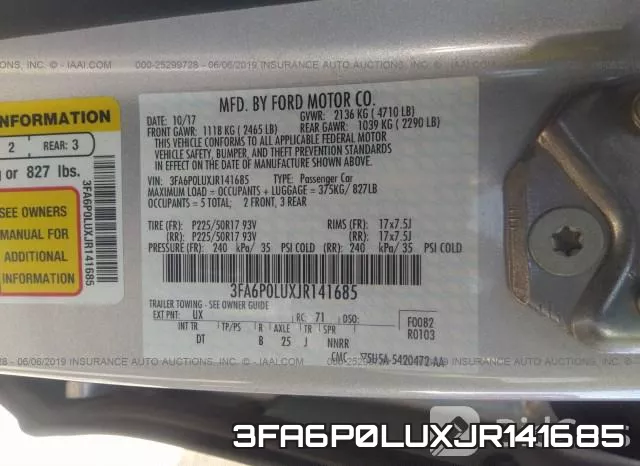 3FA6P0LUXJR141685 фото 10