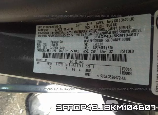3FADP4BJ8KM104607 фото 10