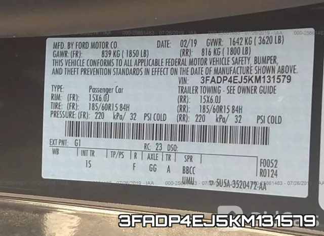 3FADP4EJ5KM131579 фото 10