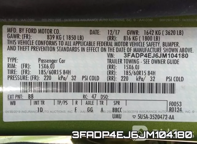 3FADP4EJ6JM104180 фото 10