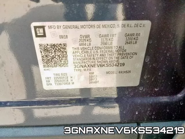 3GNAXNEV6KS534219 фото 2