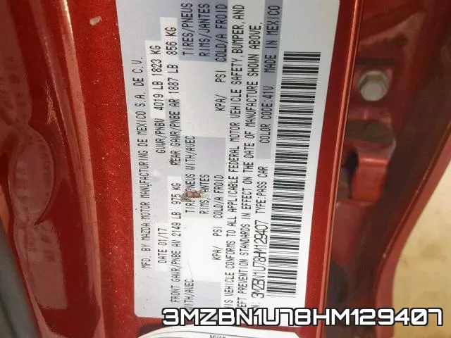 3MZBN1U78HM129407 фото 2