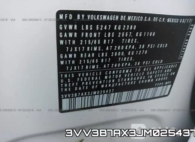 3VV3B7AX3JM025437 фото 10