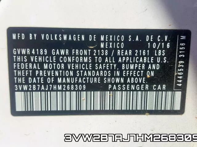 3VW2B7AJ7HM268309 фото 2