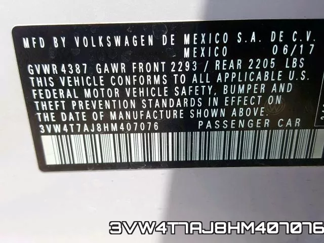 3VW4T7AJ8HM407076 фото 2
