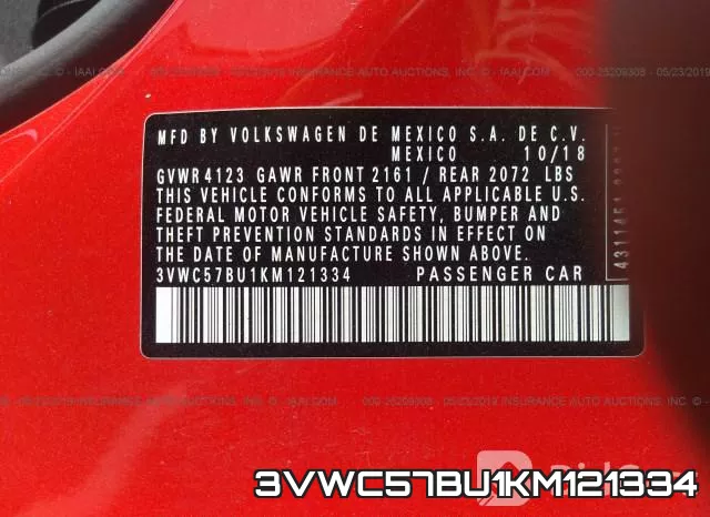 3VWC57BU1KM121334 фото 10