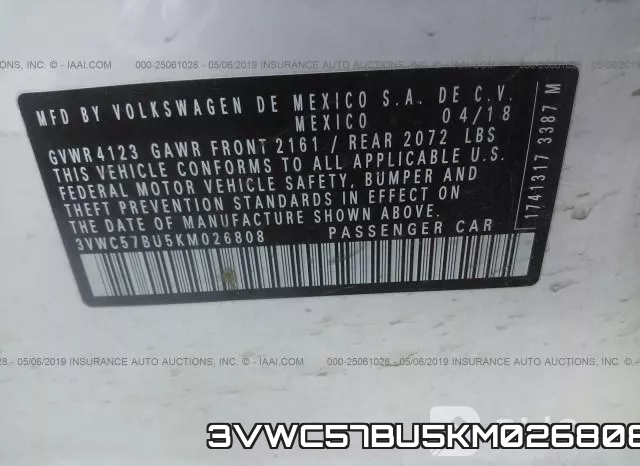 3VWC57BU5KM026808 фото 10