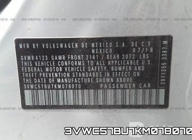 3VWC57BU7KM078070 фото 10