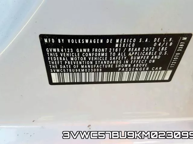 3VWC57BU9KM023099 фото 2