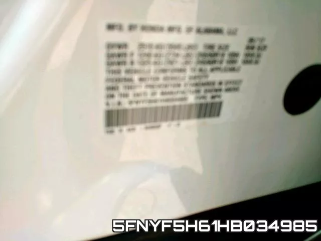 5FNYF5H61HB034985 фото 2