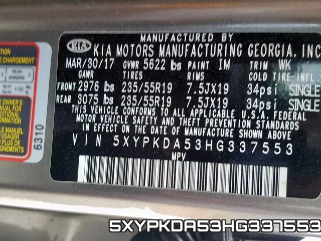 5XYPKDA53HG337553 фото 2