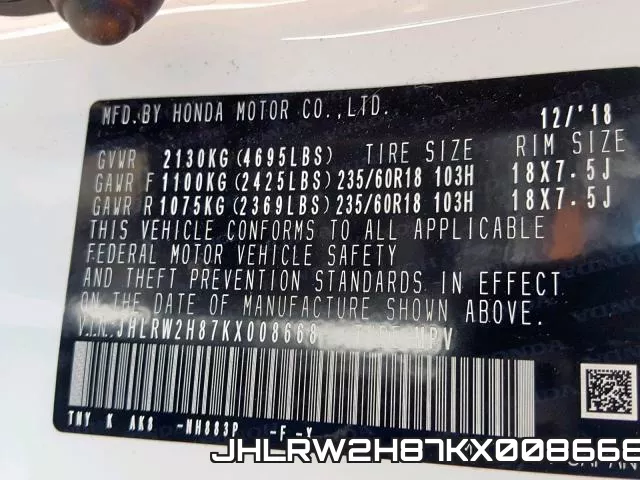 JHLRW2H87KX008668 фото 2