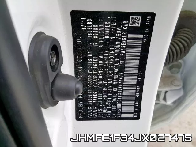 JHMFC1F34JX027475 фото 2