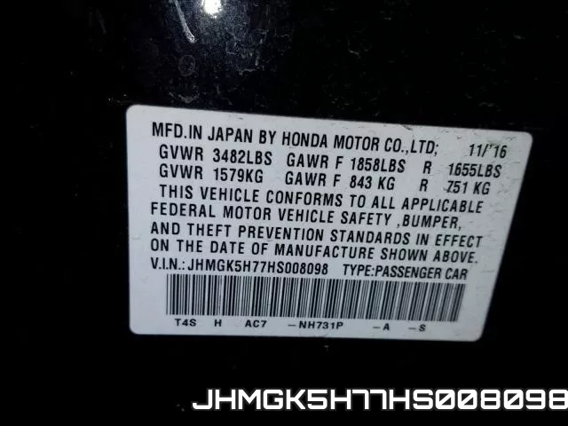JHMGK5H77HS008098 фото 2