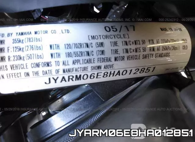 JYARM06E8HA012851 фото 2
