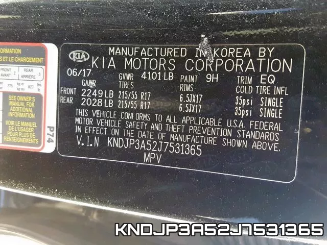 KNDJP3A52J7531365 фото 2