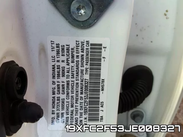 19XFC2F53JE008327 фото 2